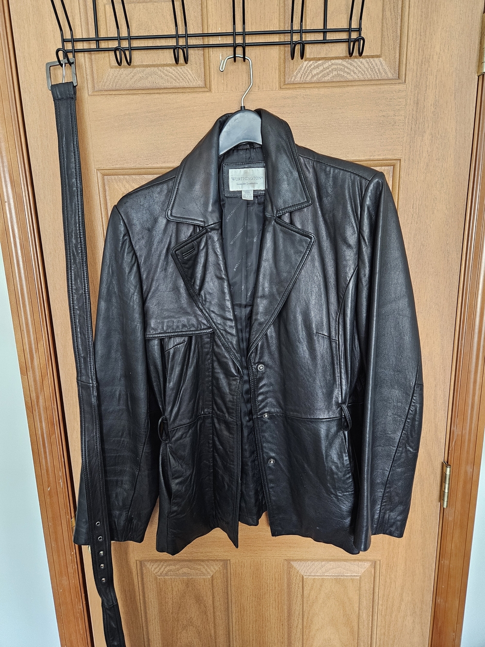 Worthington Black Leather Women's Jacket with Belt